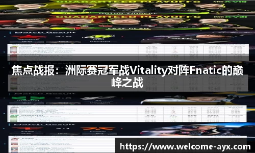 焦点战报：洲际赛冠军战Vitality对阵Fnatic的巅峰之战